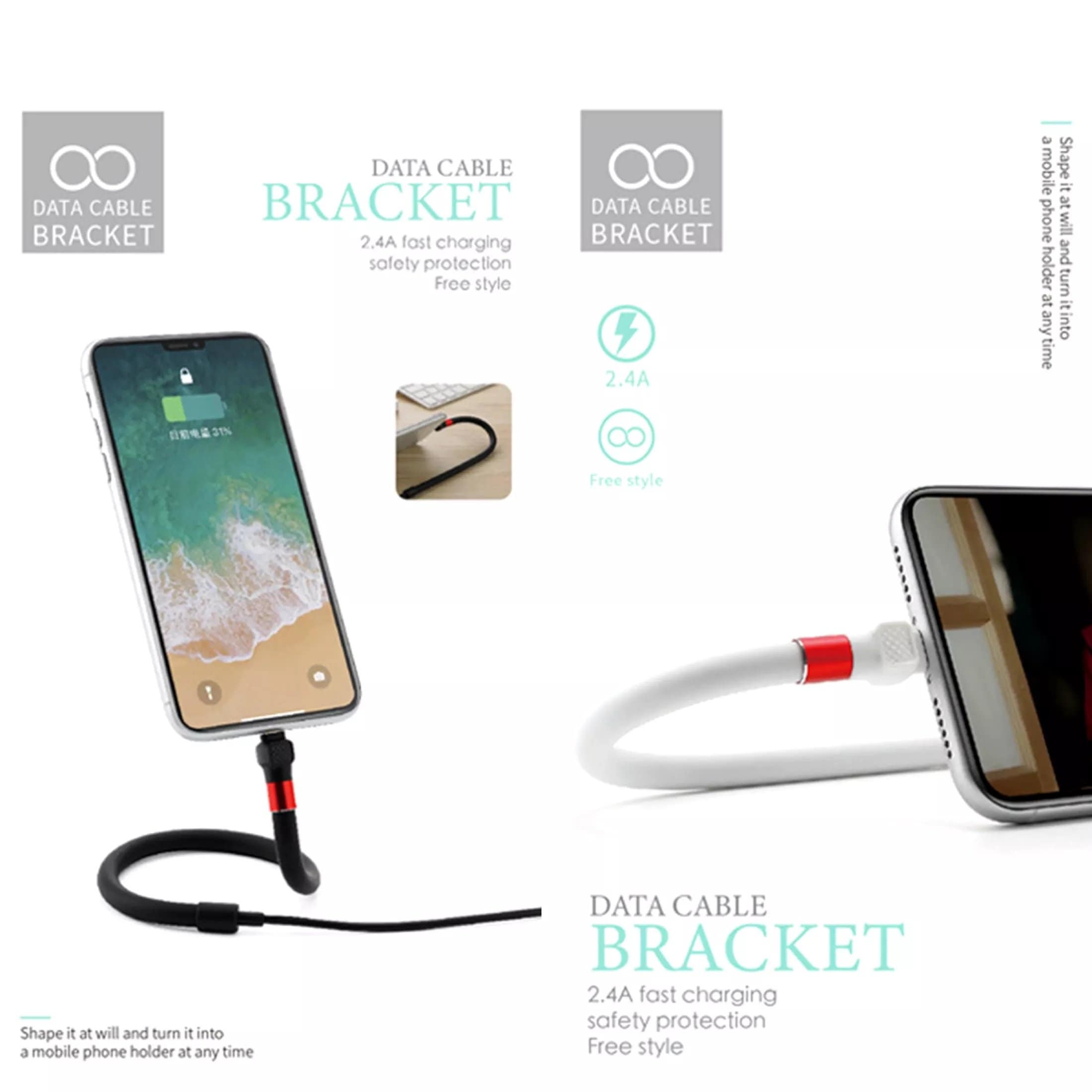 Bracket -  2-in-1 Desktop Phone Holder Type C Charger