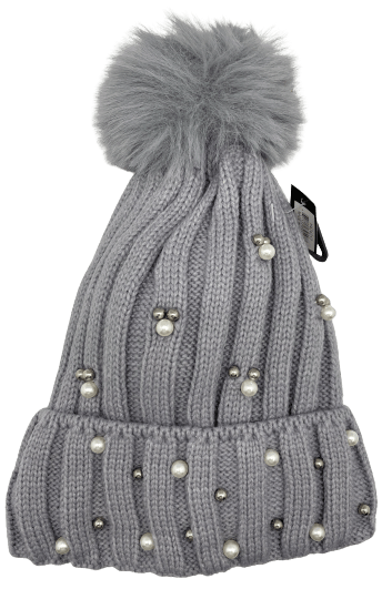 Winter Hat - Pearl Beanie With PomPom