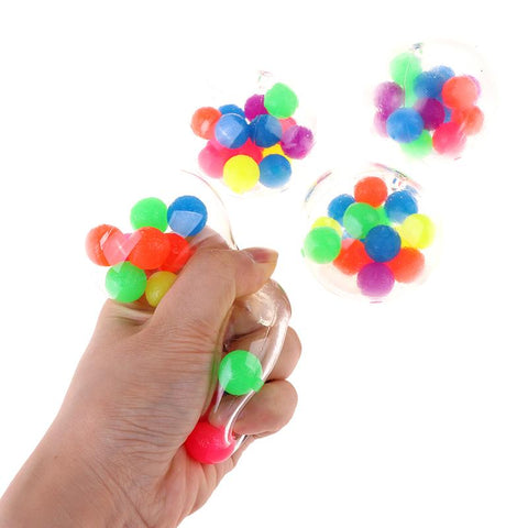 Mesh Squish Ball Rainbow Colours - Light Up - 6 Pack