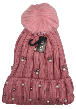Winter Hat - Pearl Beanie With PomPom