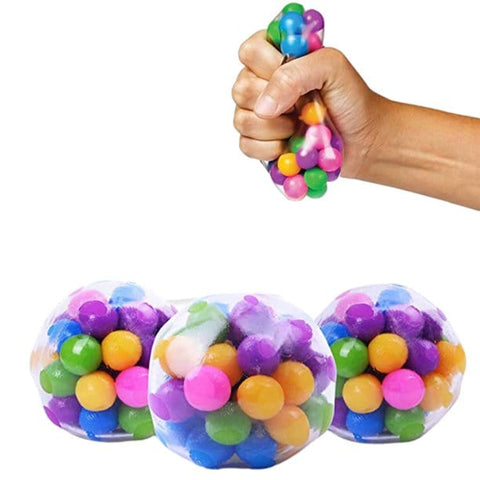 Mesh Squish Ball Rainbow Colours - 6 Pack