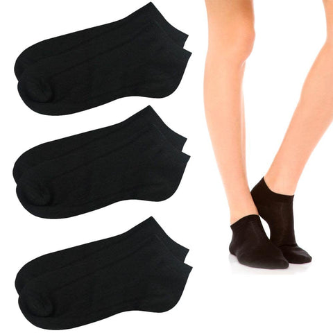 6 Pairs Women's Black Ankle Sock - Size 4-10