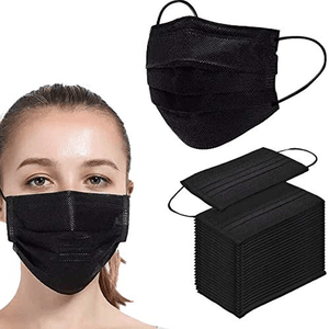 50 Pieces Black 3 Ply Disposable Face Mask