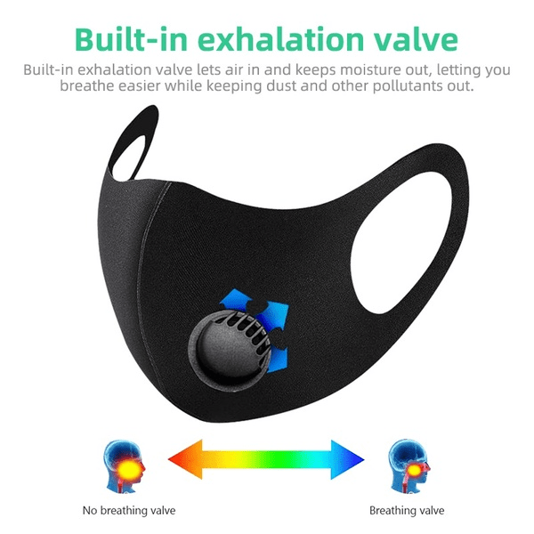 2 Pack: Black Fashion Mask With Valve