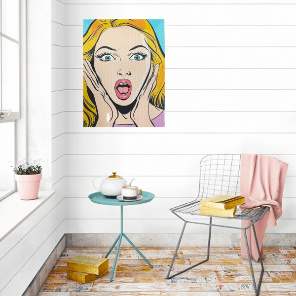 "Comic Blonde Girl" Metal Wall Decor With Pre-Drilled Holes
