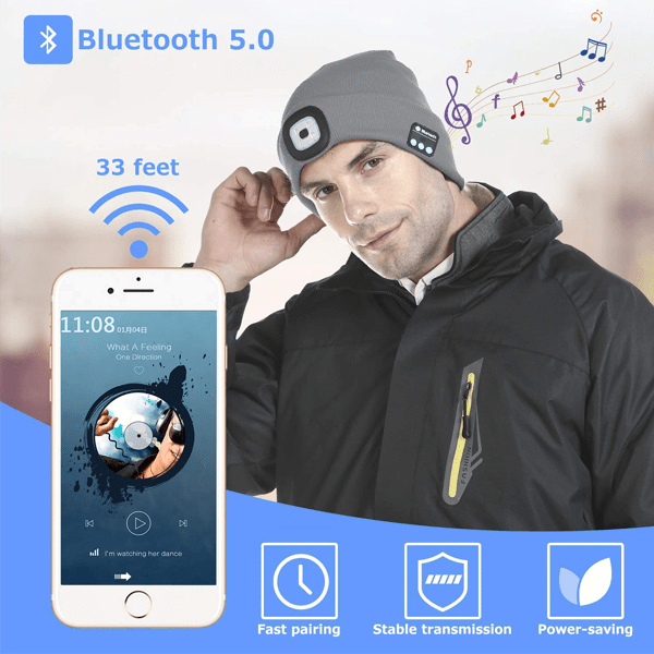 2 in 1 Rechargeable Lighted Bluetooth Beanie