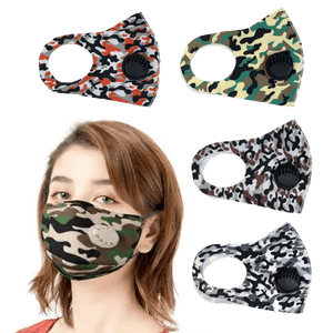 3 Pieces: Camo Face Mask With Built-in Exhalation