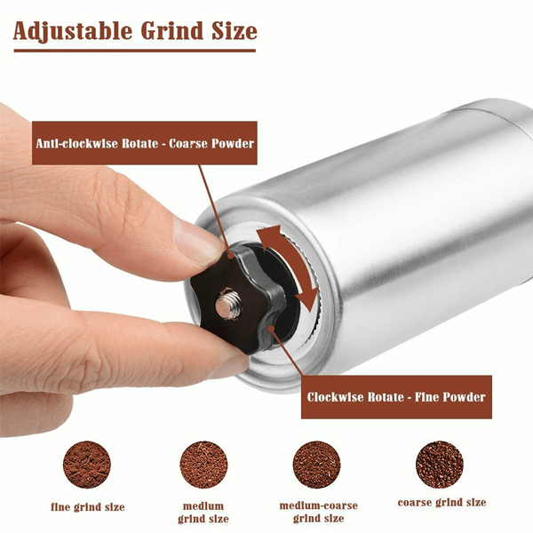 Stainless Steel Manual Coffee Grinder with Ceramic Burr