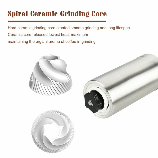 Stainless Steel Manual Coffee Grinder with Ceramic Burr
