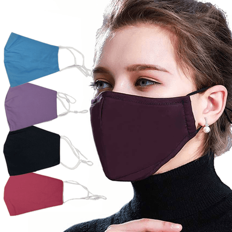 3 Pieces: Colored Cotton Face Mask With Filter Pocket And Adjustable Strap