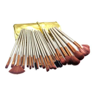 Cosmetics - 24-Piece Professional Royal Gold Make Up Brush Set With Leather Case