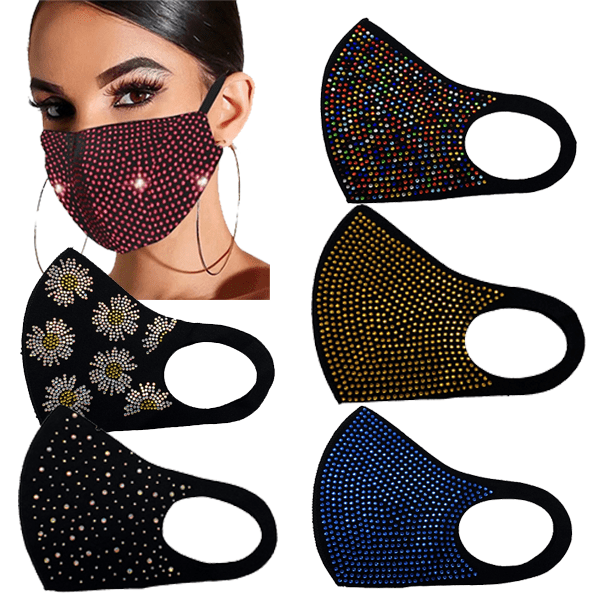 2 Pack: Reusable Rhinestone Fashion Mask