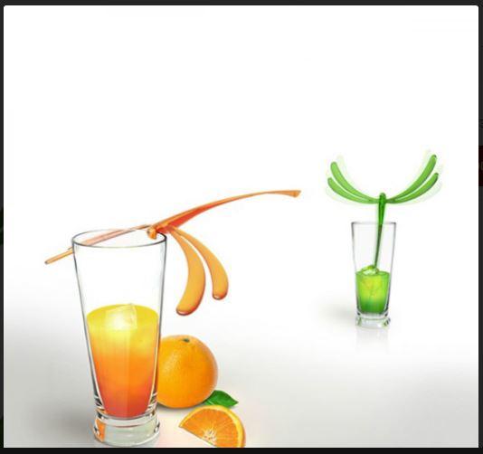 Magical Dragonfly Set of 6 Multicolor Cocktail Stirrers