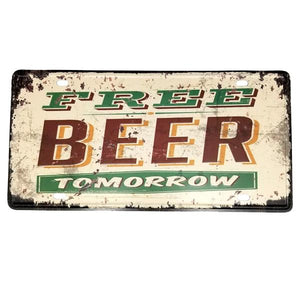 Decor - "Free Beer Tomorrow" Vintage License Plate Wall Decor Sign