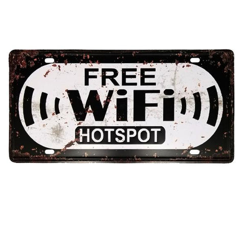 Decor - "Free WiFi Hotspot" Vintage License Plate Wall Decor Sign