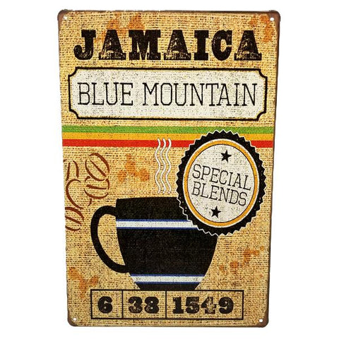 Decor - "Jamaica Blue Mountain Special Blends" Vintage Collectible Metal Wall Decor Sign