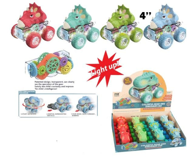 Dinosaur Friction Car - Light Up - Assorted Colours