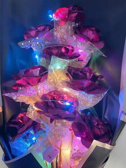 Artificial Rose Bouquet With LED Lights Gift Box