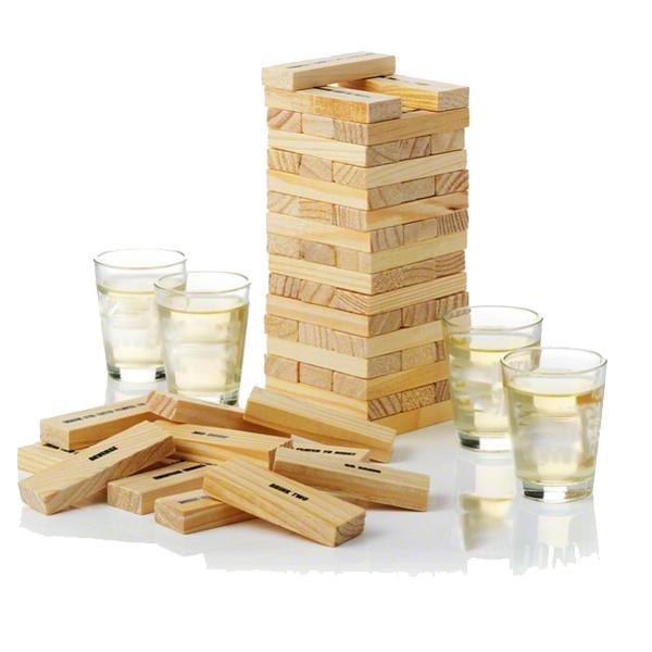 Jenga Drinking Game With 4 Shot Glasses
