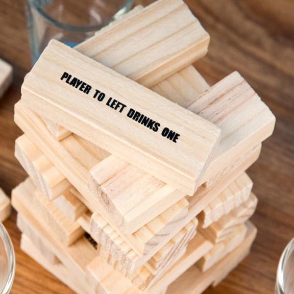 Jenga Drinking Game With 4 Shot Glasses
