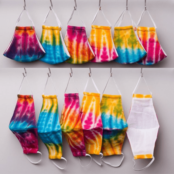 3 Piece: Washable Tie-Dyed Cotton Fashion Masks with Filter Pockets