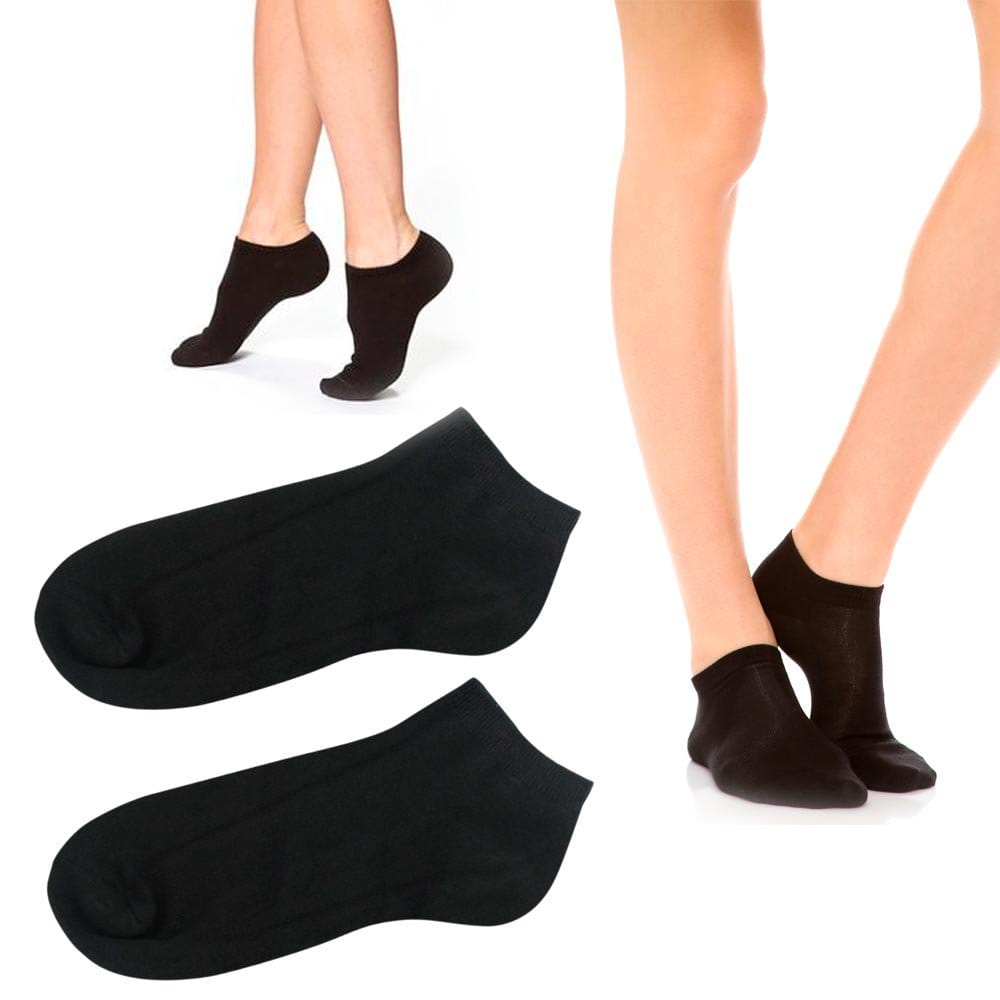 6 Pairs Women's Black Ankle Sock - Size 4-10