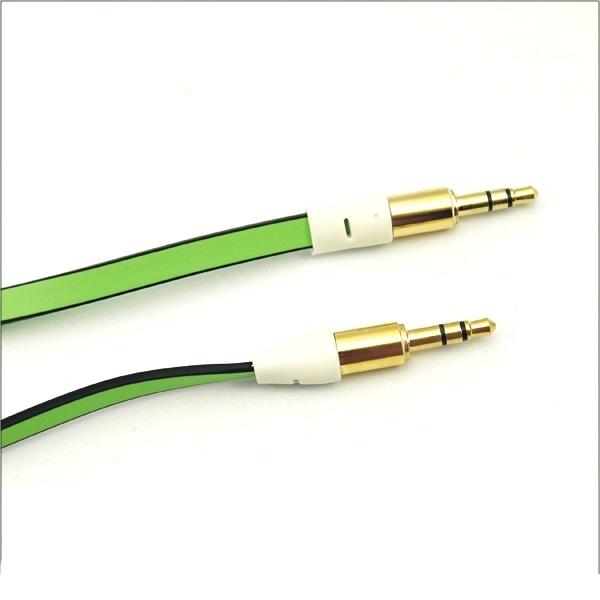 Electronics - 3 Foot 3.5mm Stereo Audio Auxiliary Flat Noodle Cable - Assorted Colors