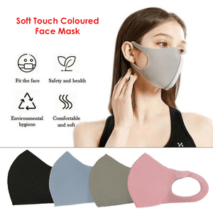 3 Pieces: Soft Touch Colored Face Mask - Assorted Colors