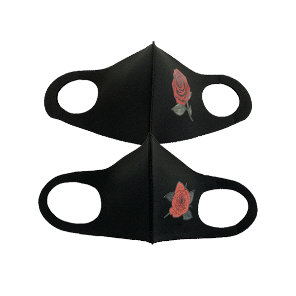 3 Piece: Thick Black Fashion Mask With Printed Design - 4 Styles Available
