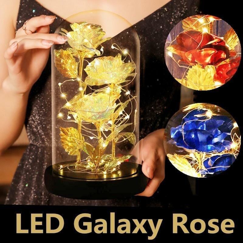 3 Roses LED Light In Glass Dome - 5 Colours