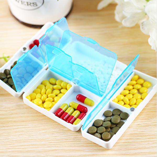Health - 7-Slot Magnetic Foldable Travel Medicine Box