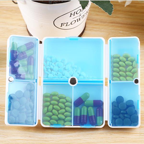 Health - 7-Slot Magnetic Foldable Travel Medicine Box