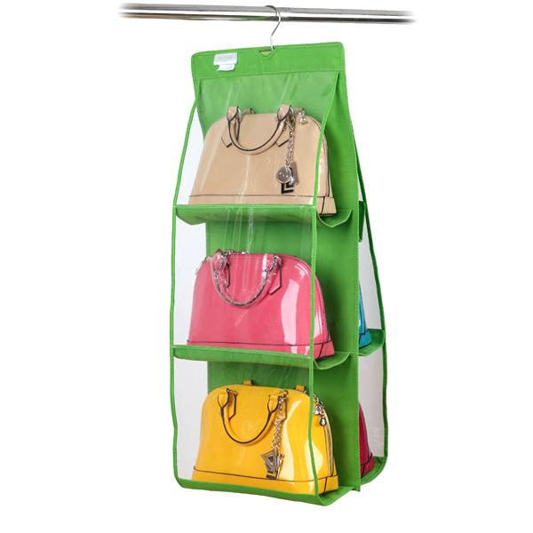 Home - 6-Pocket Large Capacity Hanging Storage And Purse Organizer - Assorted Colours