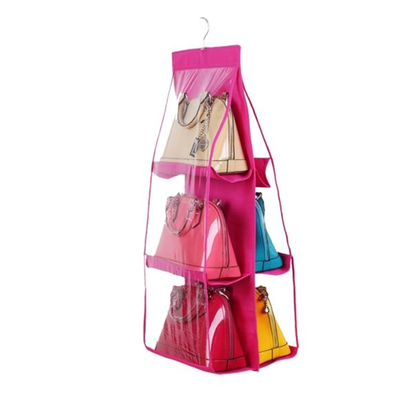 Home - 6-Pocket Large Capacity Hanging Storage And Purse Organizer - Assorted Colours