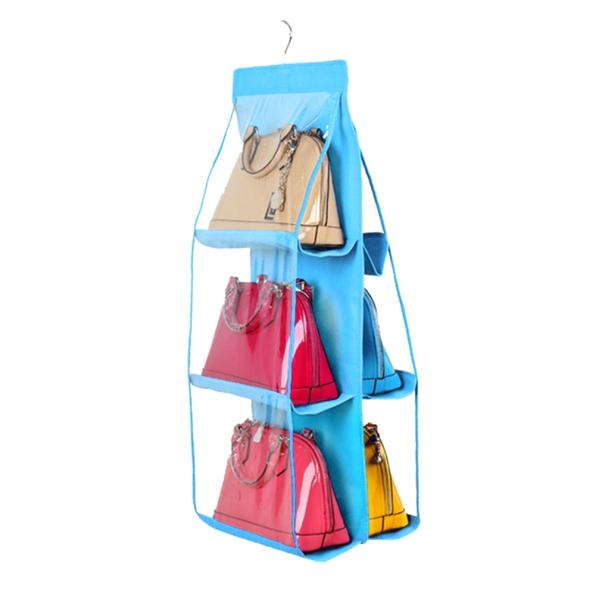 Home - 6-Pocket Large Capacity Hanging Storage And Purse Organizer - Assorted Colours