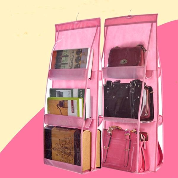 Home - 6-Pocket Large Capacity Hanging Storage And Purse Organizer - Assorted Colours