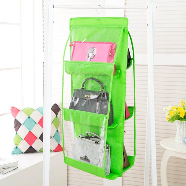 Home - 6-Pocket Large Capacity Hanging Storage And Purse Organizer - Assorted Colours