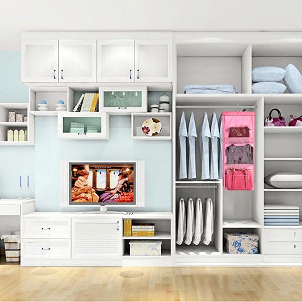 Home - 6-Pocket Large Capacity Hanging Storage And Purse Organizer - Assorted Colours