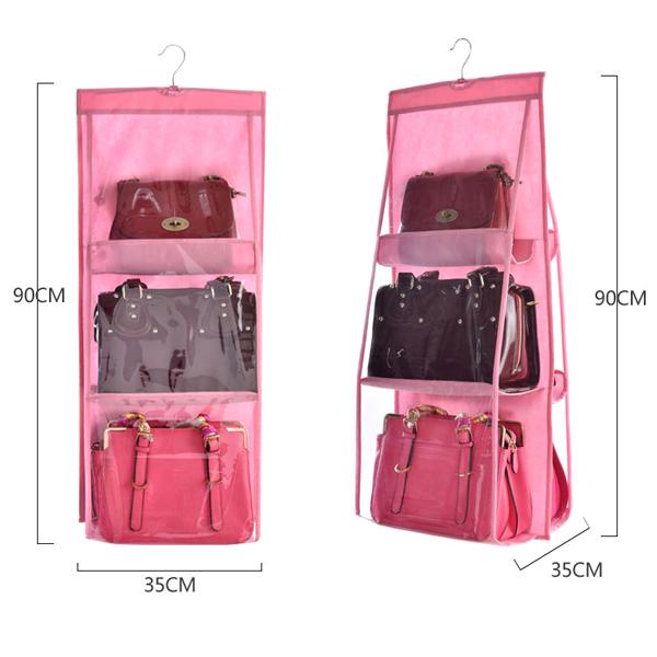 Home - 6-Pocket Large Capacity Hanging Storage And Purse Organizer - Assorted Colours