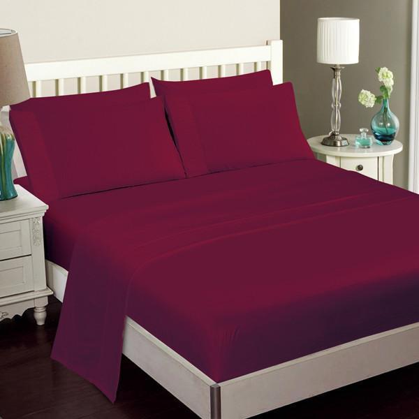 Luxury Bamboo Bed Sheet Set In Burgundy
