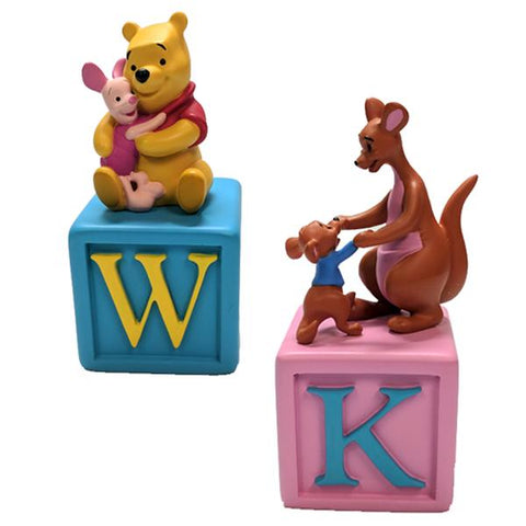 Home - Set Of 2: Winnie The Pooh Alphabet Block Collectible Figurines