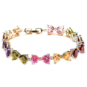 Jewellery - Heart-shaped Multicolor Zircon Rhinestone Charm Bracelet