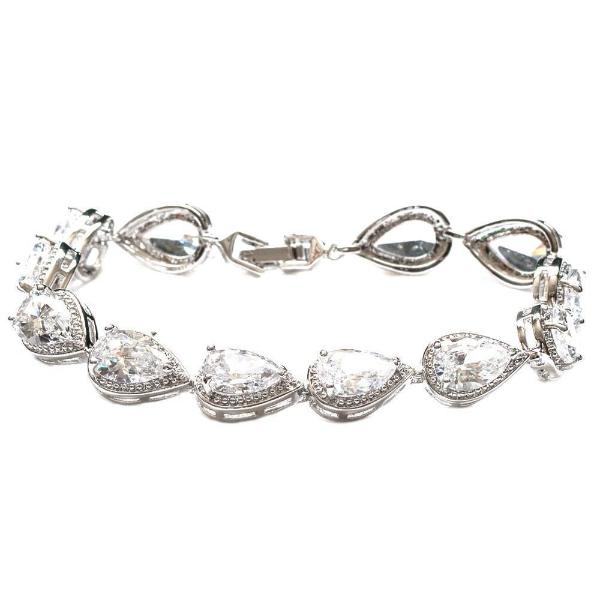 Jewellery - Waterdrop White Gold Plated Zirconia CZ Crystal Lady Bracelet