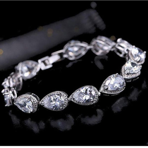 Jewellery - Waterdrop White Gold Plated Zirconia CZ Crystal Lady Bracelet