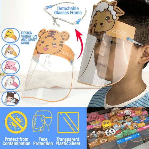 2 Pack: Kids Cartoon Face Shield with Glasses Frame