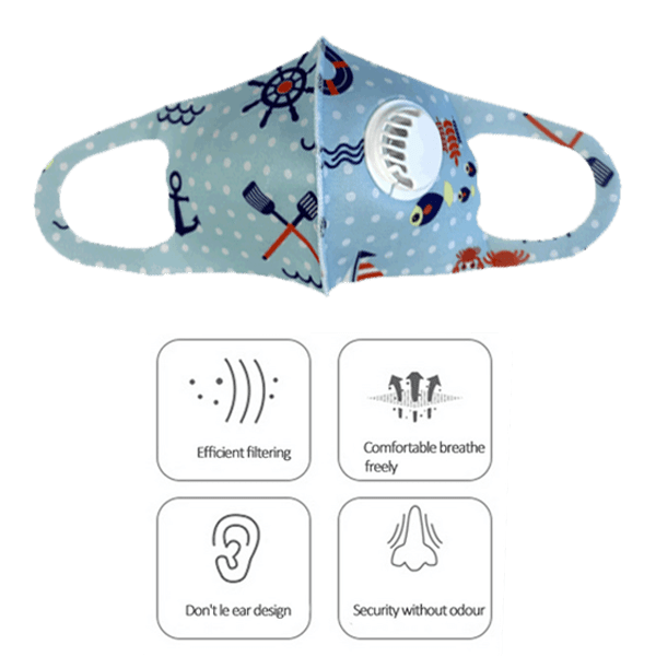 3 Pieces: Kids Dust Face Mask With Respirator Valve - Assorted Styles