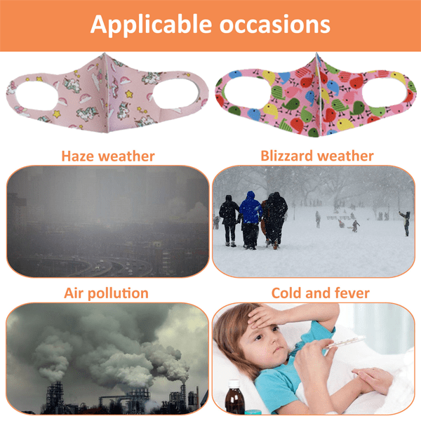3 Pieces: Kids Cartoon Printed Protective Mask - Assorted Styles