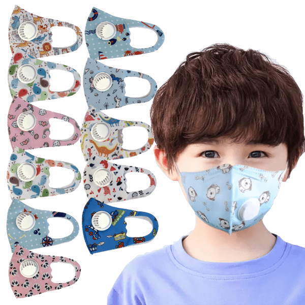 3 Pieces: Kids Dust Face Mask With Respirator Valve - Assorted Styles