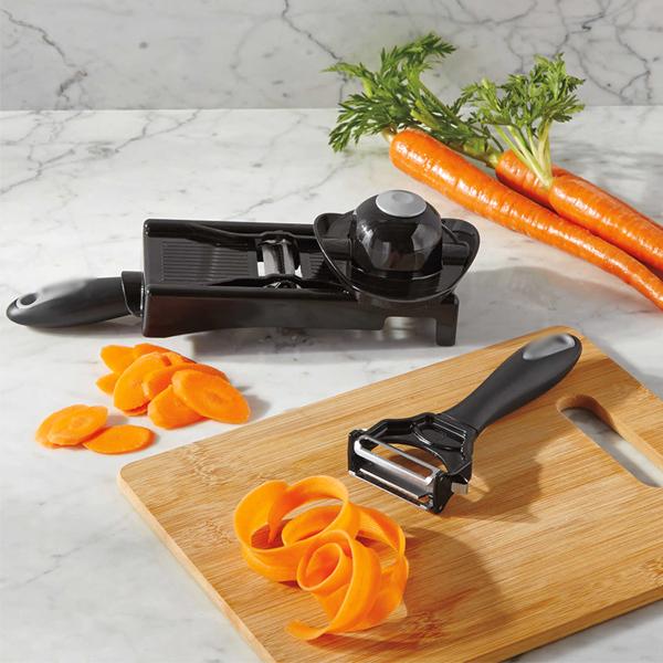 Kitchen - Dual-Blade Julienne Peeler With Bonus Mandolin & Safety Holder