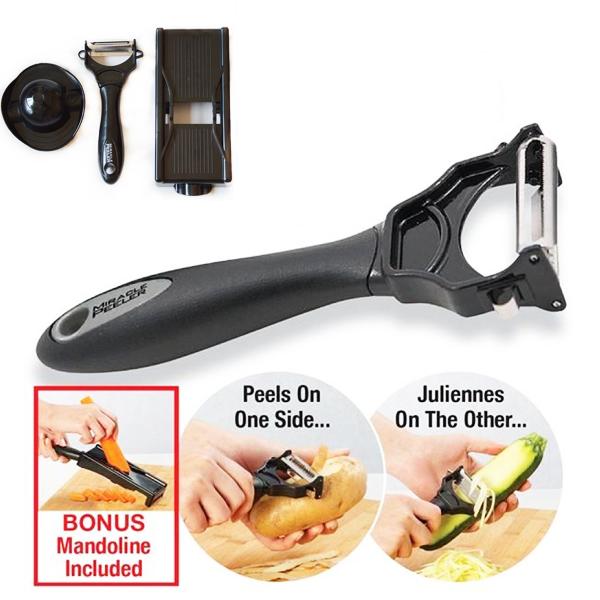 Kitchen - Dual-Blade Julienne Peeler With Bonus Mandolin & Safety Holder